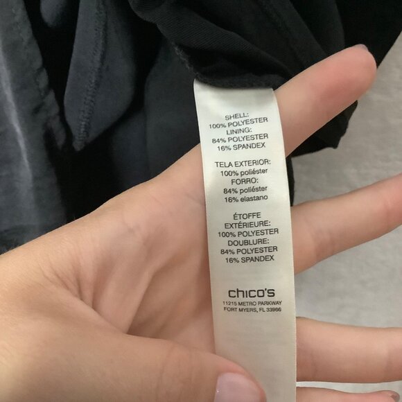 Chico's Black 3/4 Sleeve Tunic Top Women Size 1 Small Polyester Spandex Blend - Picture 4 of 8